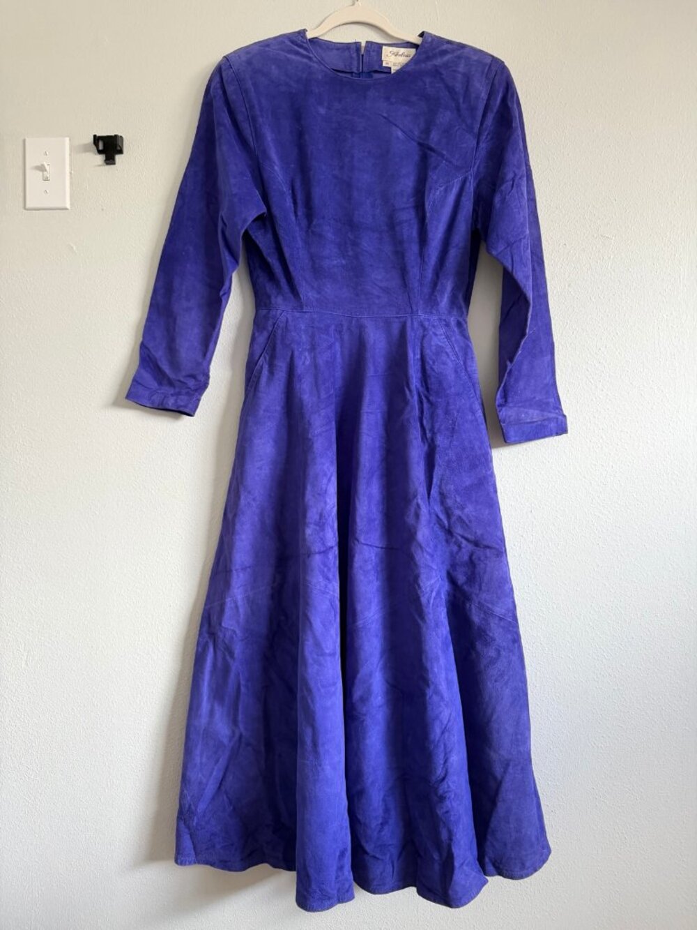 Ambria Vintage Purple Suede Leather Dress Size 10